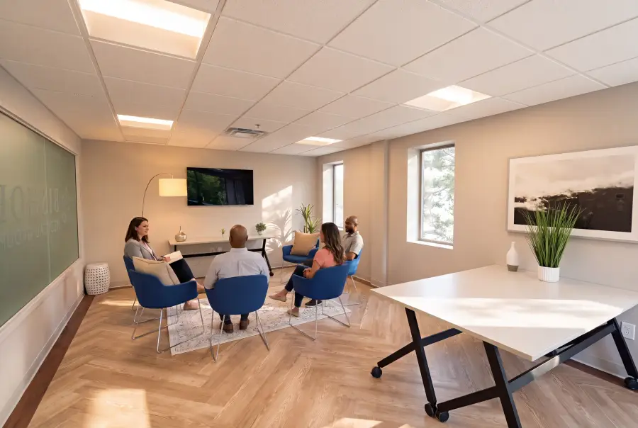 The group therapy room at Bishop Health